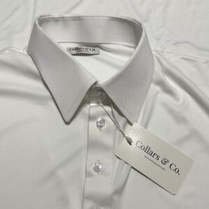 Collars & Co Mens Large Tall White English Spread Collar Dress Polo NWT